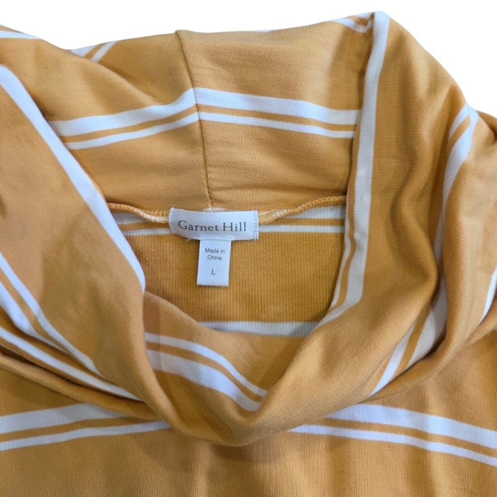 Garnet Hill Yellow Striped Cowl Neck Knit Tencel Sweater L - Picture 4 of 5